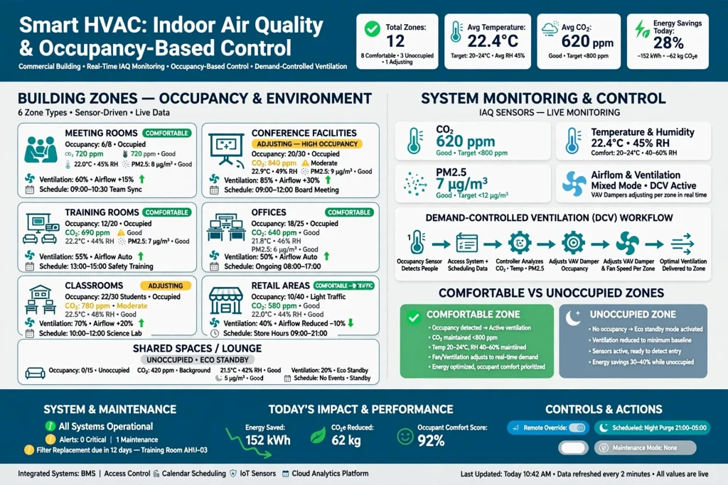 Smart HVAC equipment connected to a building automation system