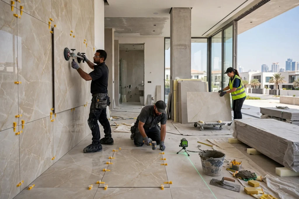 Floor tiles selected for a high traffic residential area