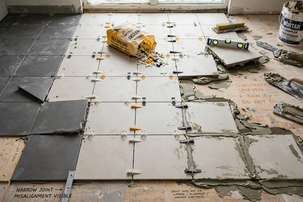 Home bathroom tiles with clean consistent grout lines