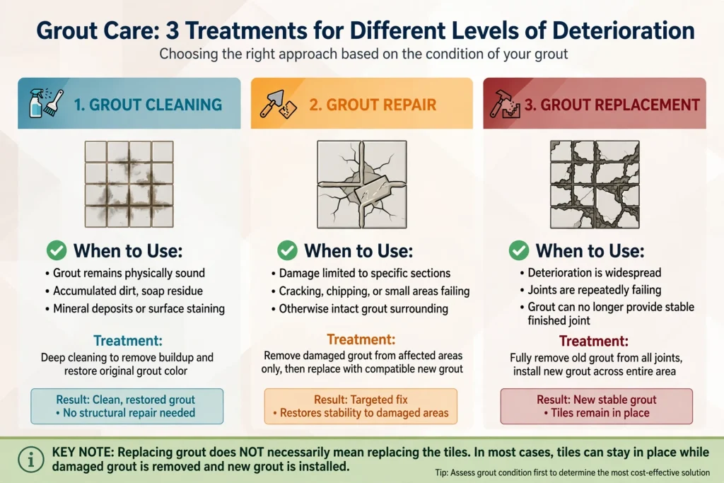 Professional bathroom tile grouting