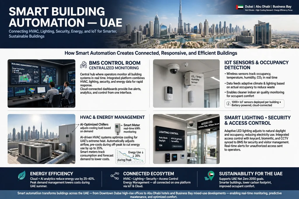 Smart building automation system in modern UAE building