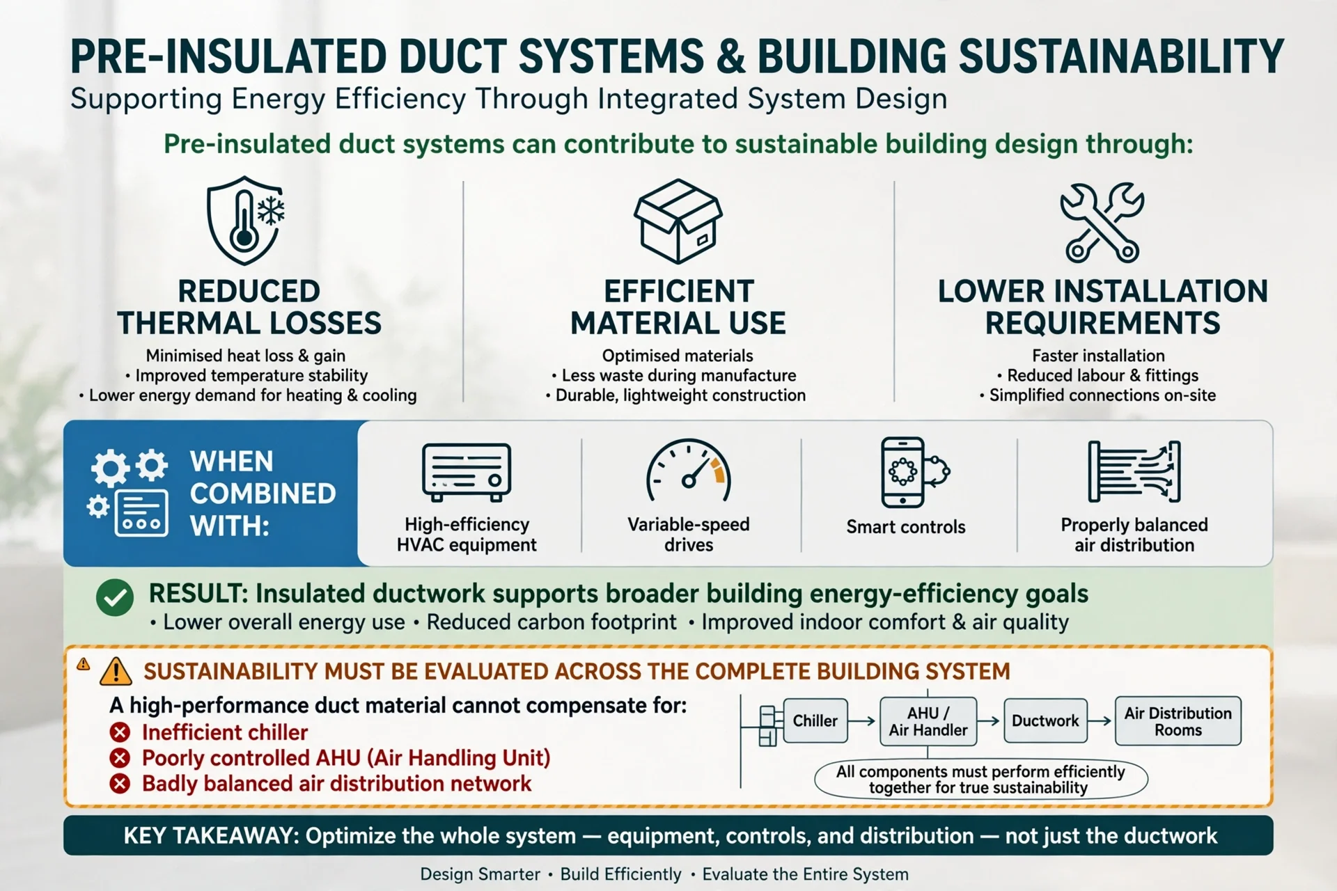HVAC duct system distributing conditioned air through a building