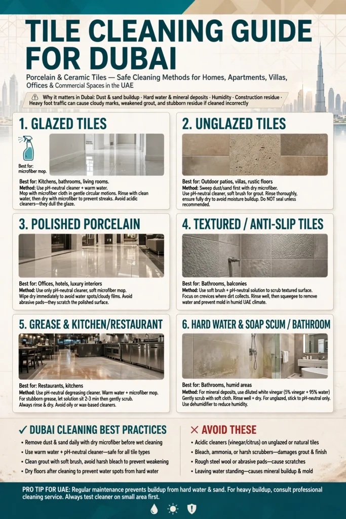How to clean porcelain and ceramic tiles without damaging the surface
