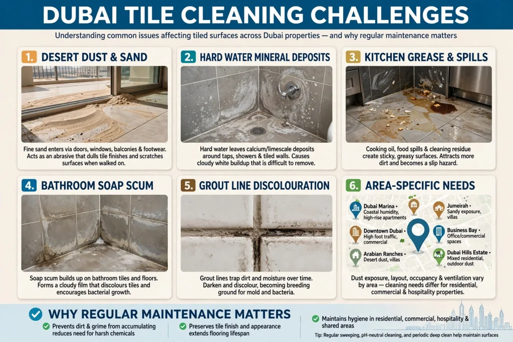 Cleaning porcelain floor tiles with a microfiber mop