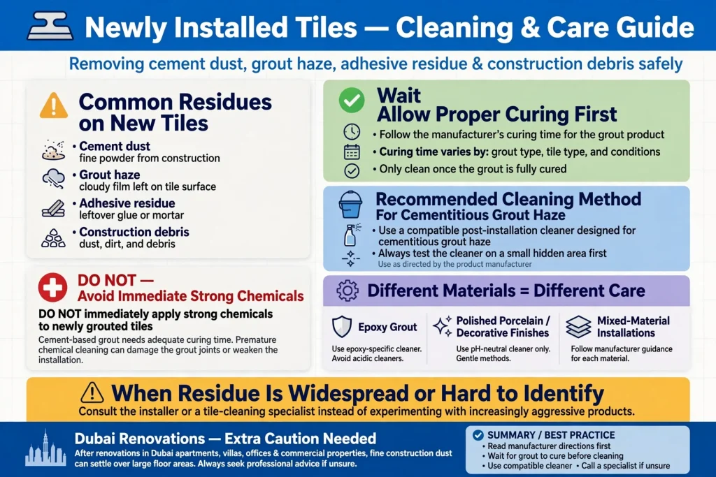 Ceramic floor tiles being cleaned with warm water