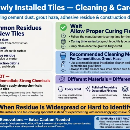 Ceramic floor tiles being cleaned with warm water