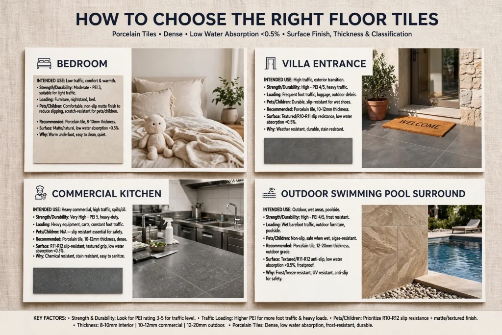 Comparison of ceramic floor tiles and decorative wall tiles