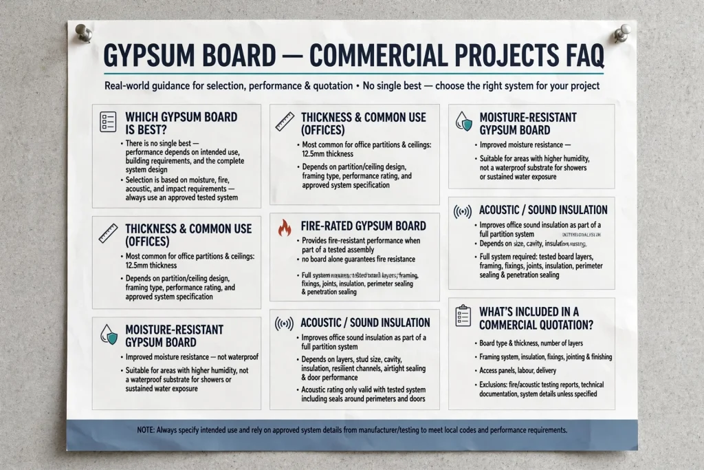 Commercial gypsum board sheets prepared for installation