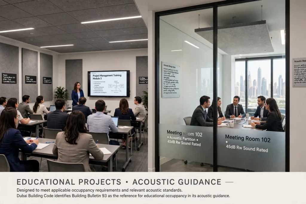 Gypsum partition assembly specified for tested airborne sound insulation performance